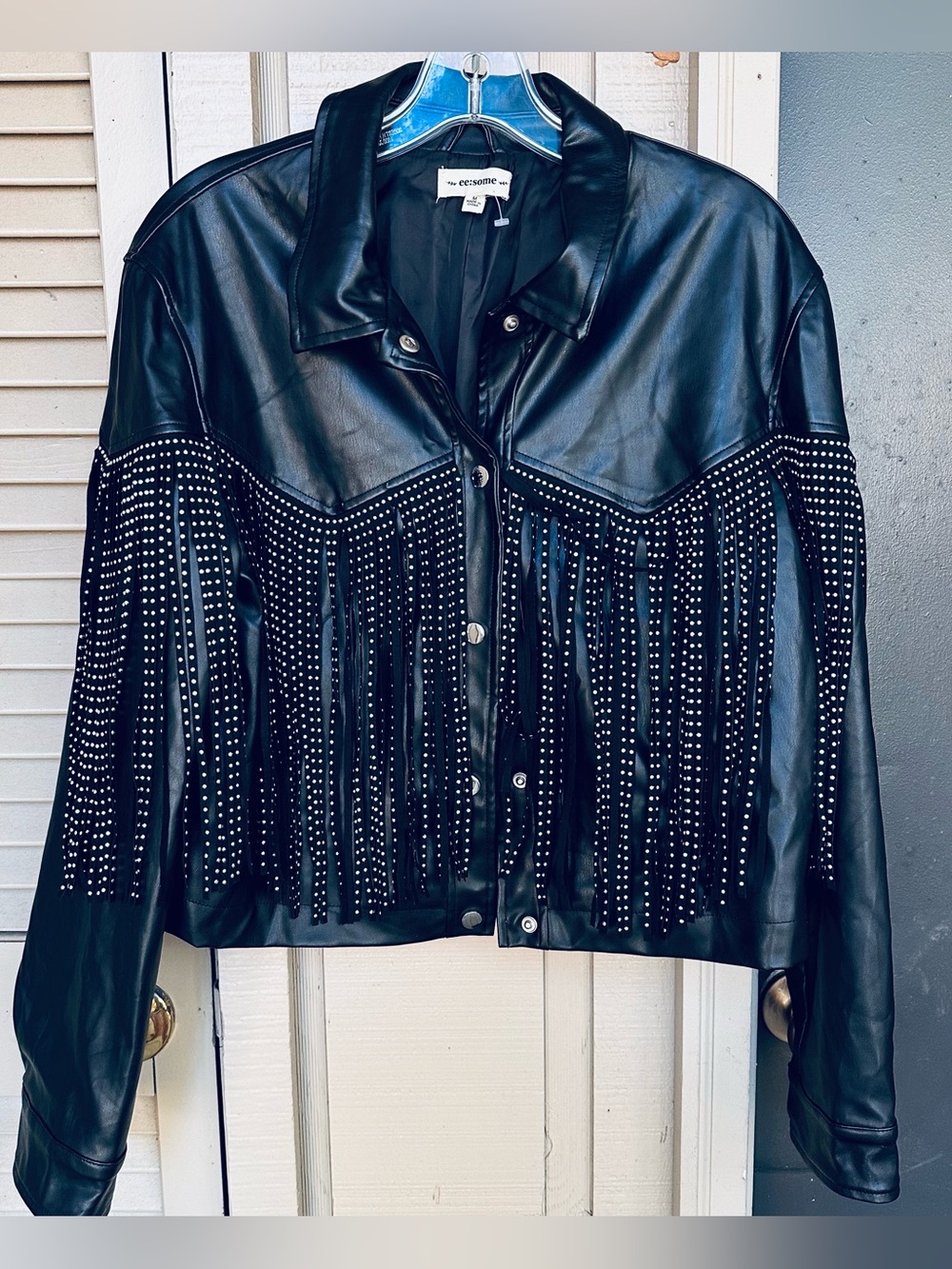 ee:some Faux Leather Fringe Jacket Size Medium